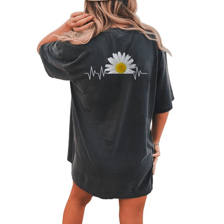 Daisy Flower Daisies Bloom Floral Heartbeat Women's Oversized Comfort T-shirt Back Print
