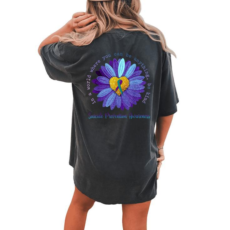 Daisy Be Kind Suicide Prevention Awareness Teal And Purple Women's Oversized Comfort T-Shirt Back Print