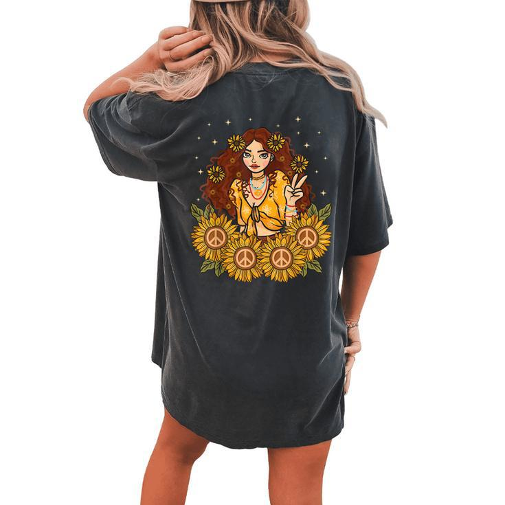 Daisy Peace Sign Hippie Soul Cute Daisy Lover Women's Oversized Comfort T-Shirt Back Print