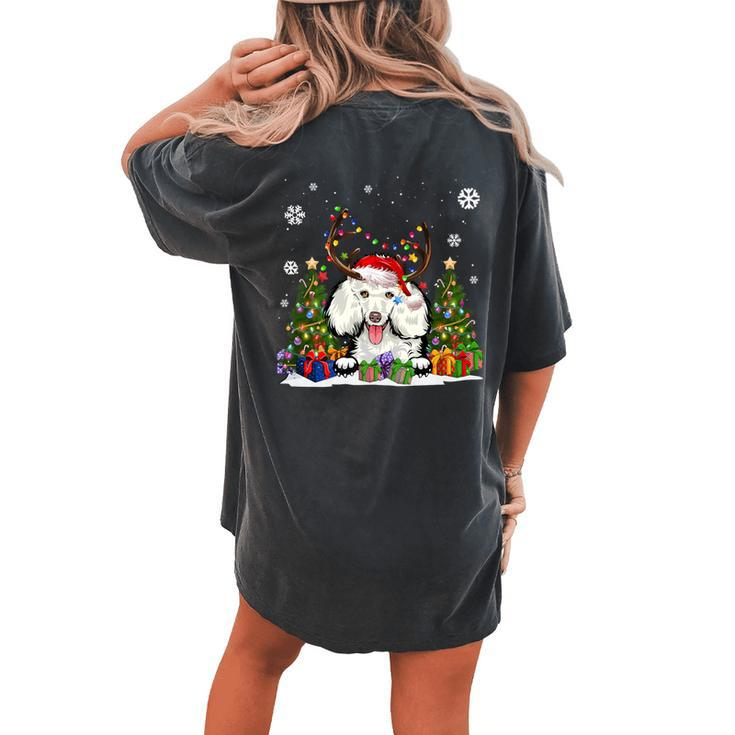 Dog Lovers Cute Poodle Santa Hat Ugly Christmas Sweater Women's Oversized Comfort T-shirt Back Print
