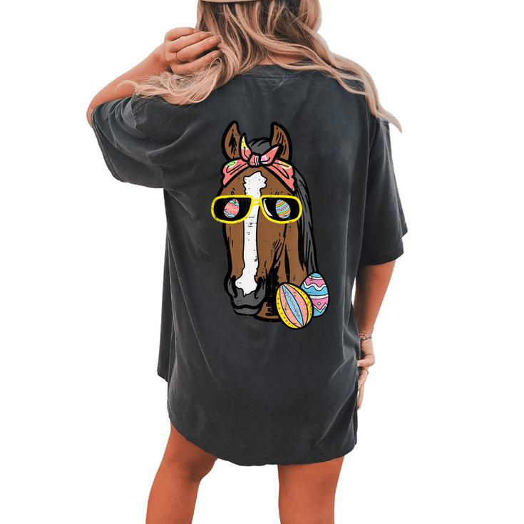 Easter Horse Face Cowgirl Equestrian Women Girls Kids N Women's Oversized Comfort T-Shirt Back Print