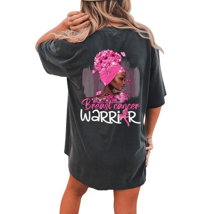 Fighting Breast Cancer Warrior Messy Bun Wear Pink Women's Oversized Comfort T-shirt Back Print