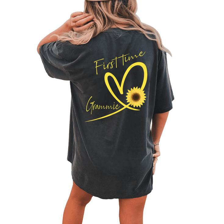 First Time Grammie Sunflower Heart Women's Oversized Comfort T-Shirt Back Print