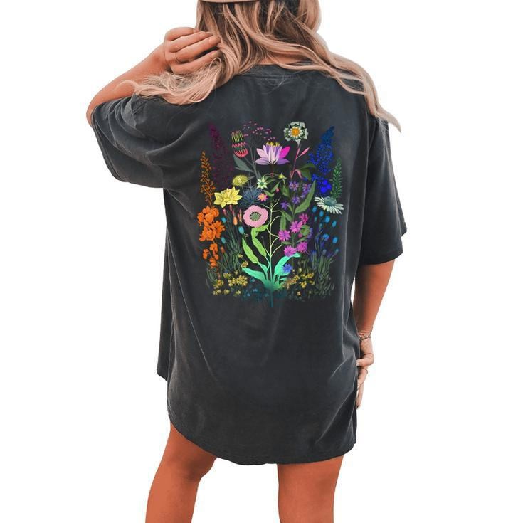 Flower Graphic For Wildflower Floral Gardening Lover Women's Oversized Comfort T-shirt Back Print