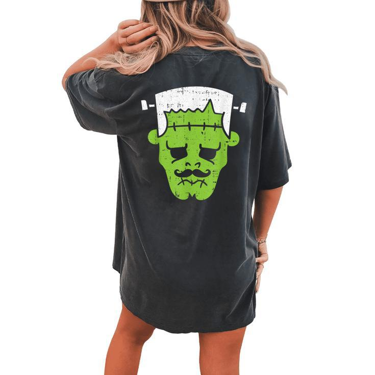 Frankenstein Lazy Halloween Costume Horror Movie Monster Halloween Costume  Women's Oversized Comfort T-shirt Back Print