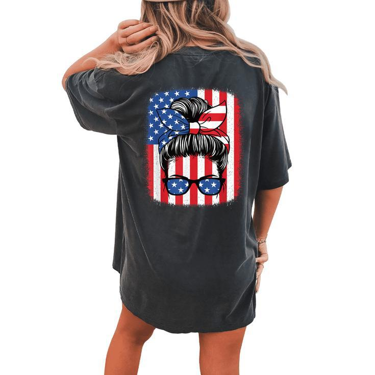 Funny 4Th Of July Patriotic American Flag Usa Women Girls  Women's Oversized Graphic Back Print Comfort T-shirt