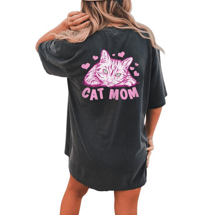 Cat Mom Cat Lovers Women's Oversized Comfort T-shirt Back Print