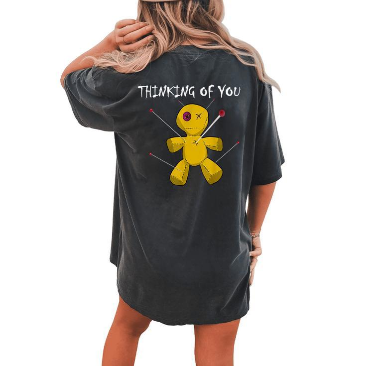 Voodoo Doll Really Scary Creepy Broom Hat Horror Creepy Women's Oversized Comfort T-shirt Back Print