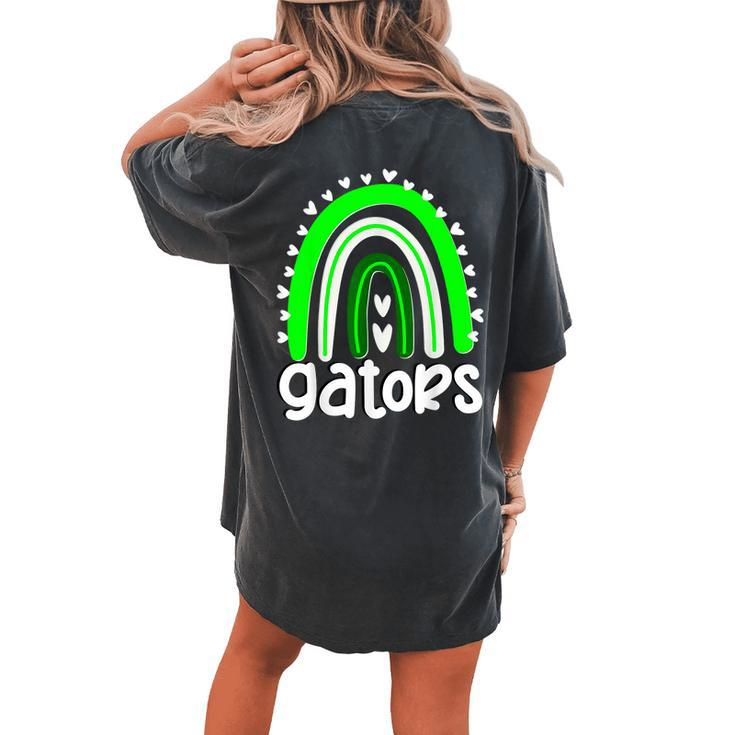 Gators School Hearts Rainbow Gator Sports Spirit Team Women's Oversized Comfort T-shirt Back Print