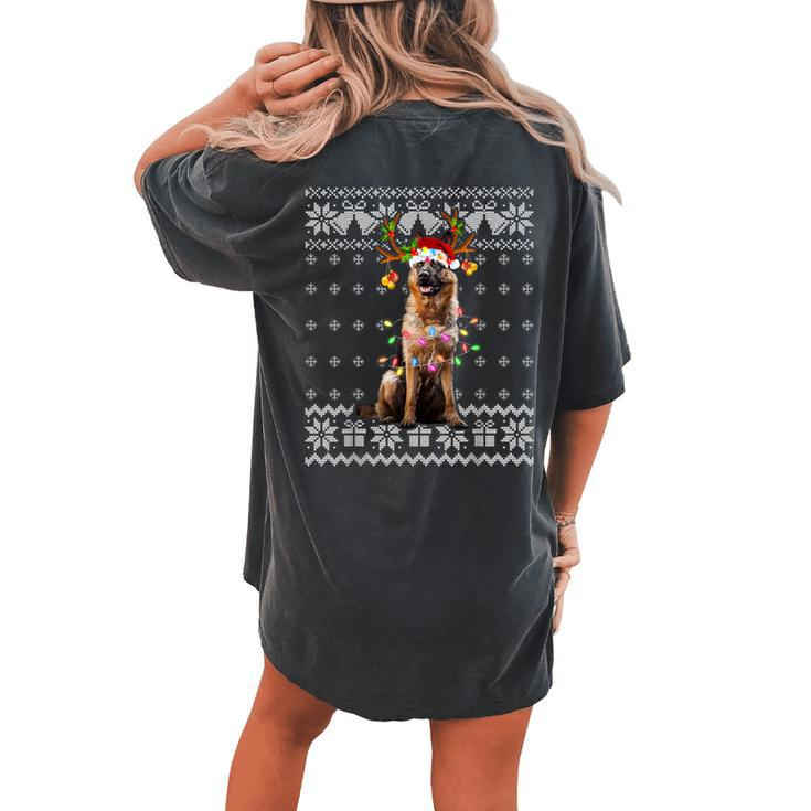 German Shepherd Christmas Reindeer Ugly Christmas Sweater Women's Oversized Comfort T-shirt Back Print