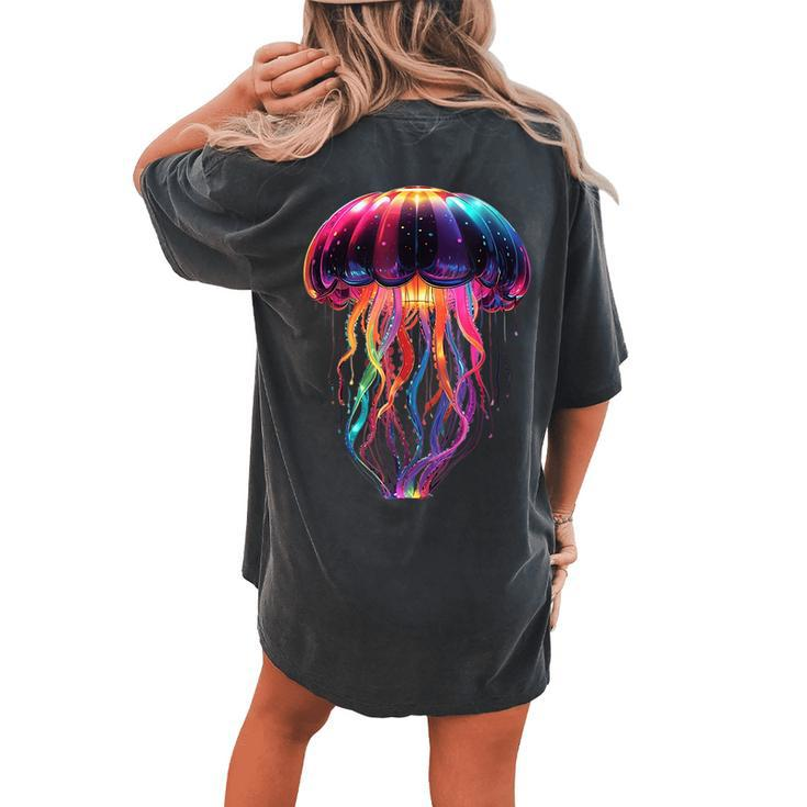 Glowing Rainbow Jellyfish Women's Oversized Comfort T-shirt Back Print