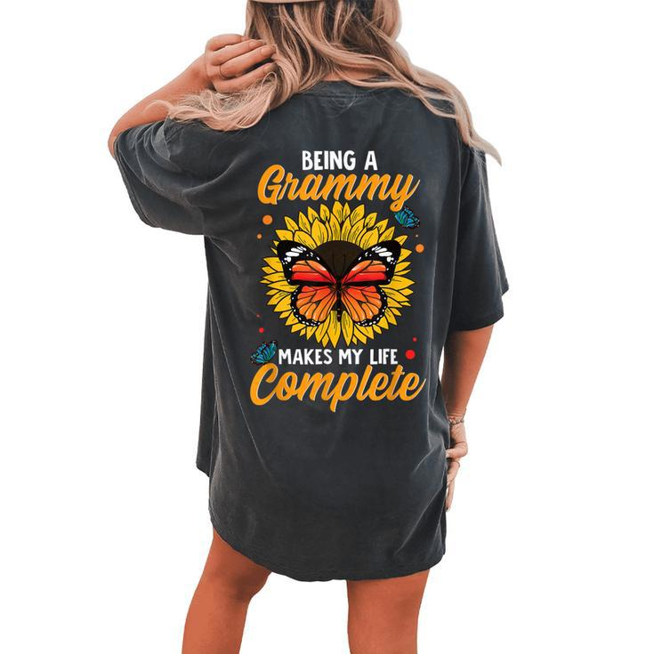 Being A Grammy Makes My Life Complete Sunflower Butterfly Women's Oversized Comfort T-Shirt Back Print