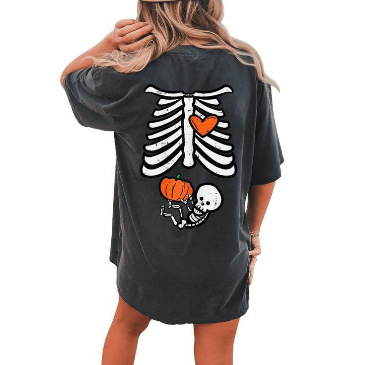 Halloween Pregnancy Skeleton Baby Announce Costume Women's Oversized Comfort T-shirt Back Print