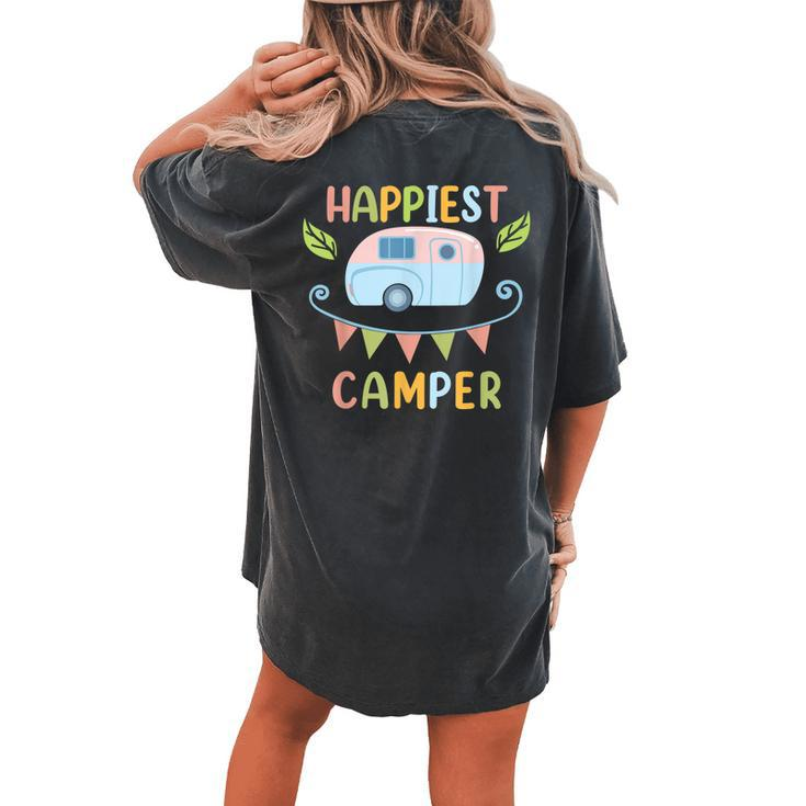 Happiest Camper Camping Girl Women's Oversized Comfort T-Shirt Back Print