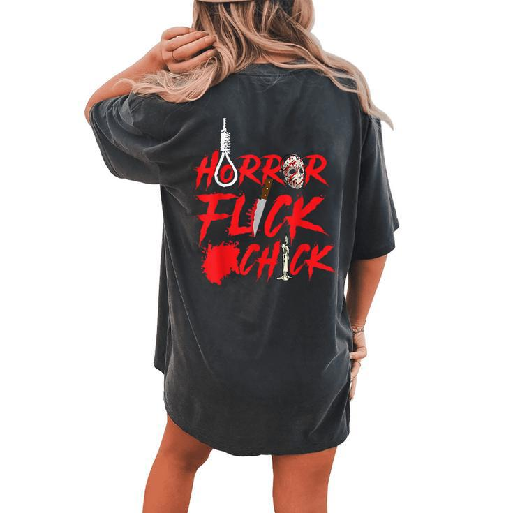 Horror Movie Idea Scary Movies True Crime Scary Women's Oversized Comfort T-shirt Back Print