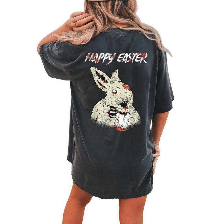 Horror Movie Lover Easter Bunny Bloody Gore Zombie Egg Easter Women's Oversized Comfort T-shirt Back Print