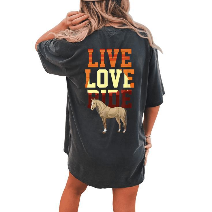 Horse Riding Rodeo Cowboy Cowgirl Western Ranch Wild West Women's Oversized Comfort T-Shirt Back Print