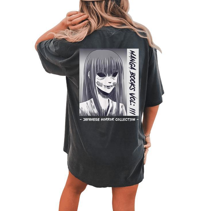 Japanisches Horror Zwei Gesichter Yurei Bakemono Obake Horror Women's Oversized Comfort T-shirt Back Print
