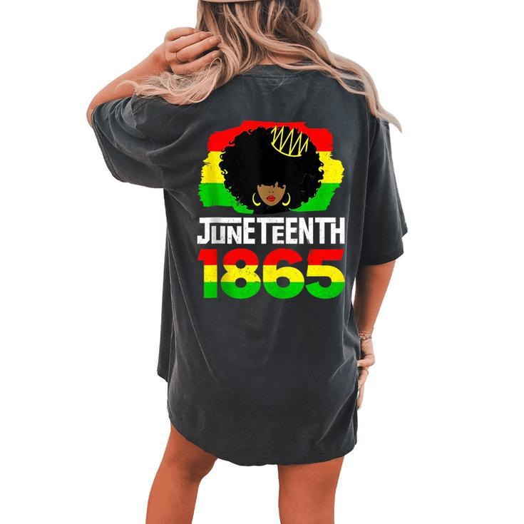 Junenth Black Queen Afro Melanin Girl Magic Women Girls Women's Oversized Comfort T-Shirt Back Print