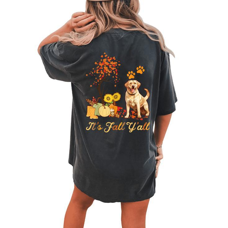 Labrador Retriever Fall Autumn Leaf Maple Tree Thanksgiving Women's Oversized Comfort T-shirt Back Print
