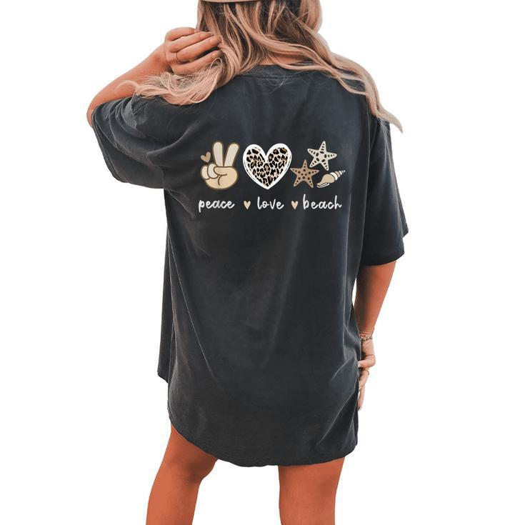 Leopard Peace Love Beach Cool Summer Vibes Beach Lovers Women's Oversized Comfort T-Shirt Back Print