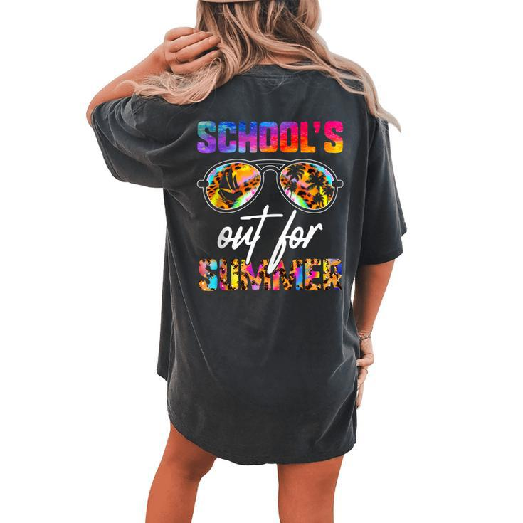 Leopard Tie Dye Schools Out For Summer Teacher Vacation Women's Oversized Comfort T-Shirt Back Print