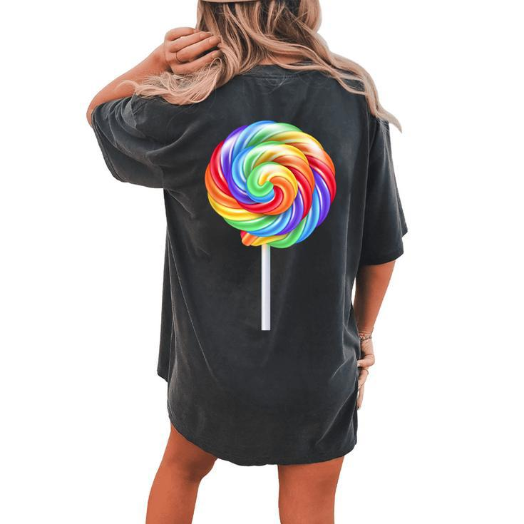 Lollipop Rainbow Sucker Candy Costume Halloween Women's Oversized Comfort T-shirt Back Print