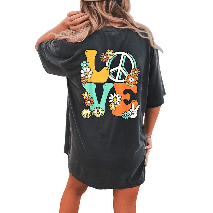 Love 60'S 70'S Party Outfit Groovy Hippie Costume Peace Sign Women's Oversized Comfort T-shirt Back Print
