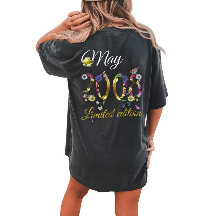 May 2008 13 Year Old Sunflower Floral 13Th Birthday Women's Oversized Comfort T-Shirt Back Print