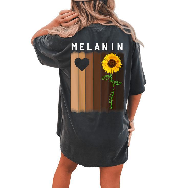 Melanin Shades Black Pride Men Women Sunflower Lovers Women's Oversized Comfort T-Shirt Back Print