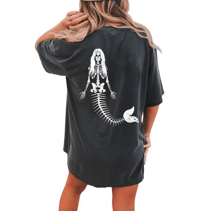Mermaid Skeleton Halloween Spooky Scary Swimming Halloween Women's Oversized Comfort T-shirt Back Print