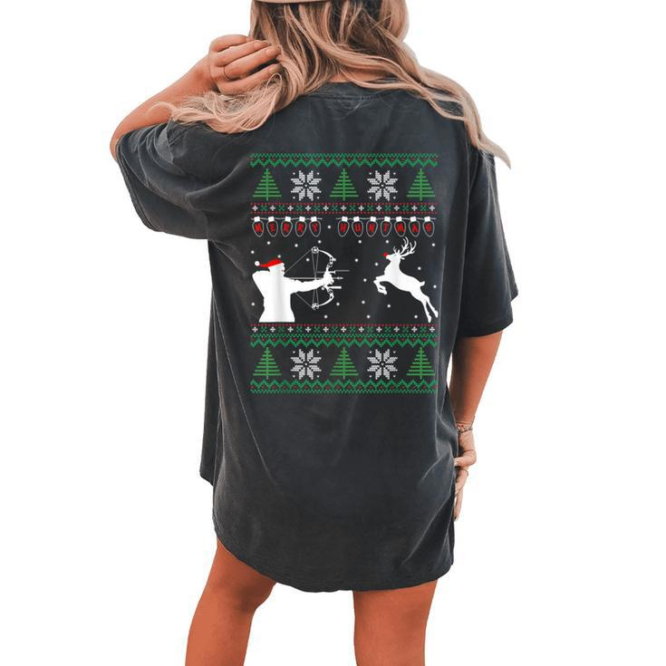 Merry Huntmas Deer Hunting Christmas Ugly Sweater Style Women's Oversized Comfort T-shirt Back Print