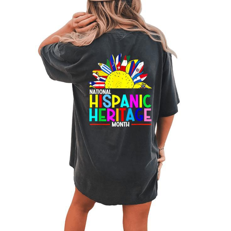 National Hispanic Heritage Month Latino Flags Sunflower Women's Oversized Comfort T-shirt Back Print