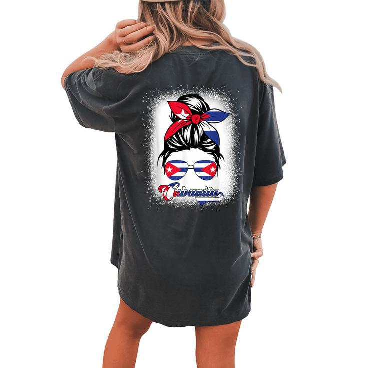 Hispanic Heritage Month Cuba Flag Cubanita Cuban Girl Women's Oversized Comfort T-shirt Back Print