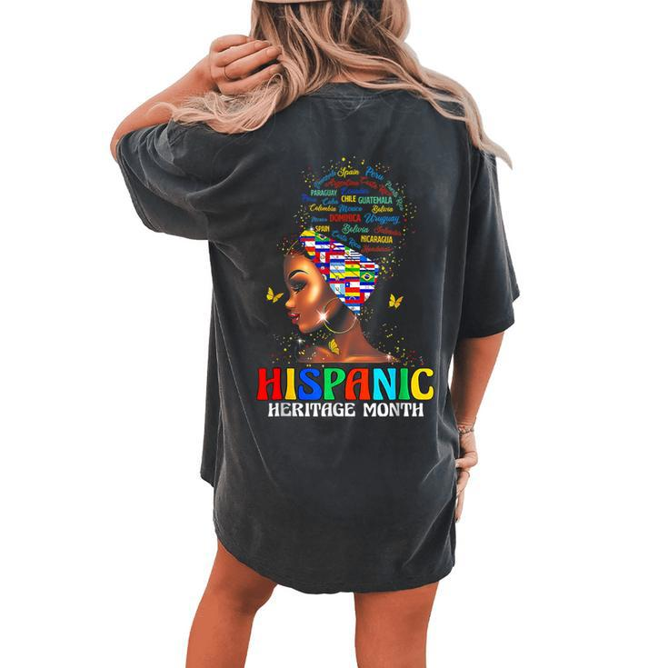 Hispanic Heritage Month Latina Girls Latino Countries Flags Women's Oversized Comfort T-shirt Back Print