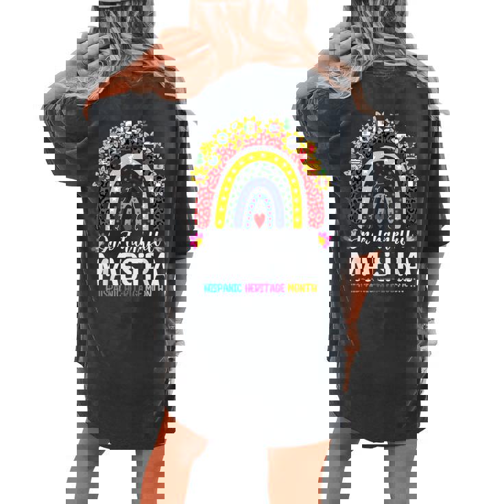 Hispanic Heritage Month Teacher Latina Countries Flags Women's Oversized Comfort T-shirt Back Print