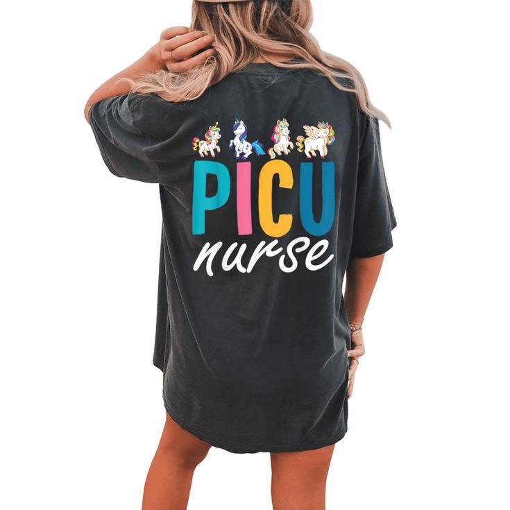 Picu Nurse Pediatric Unicorn Nurse Appreciation Nursing Women's Oversized Comfort T-shirt Back Print