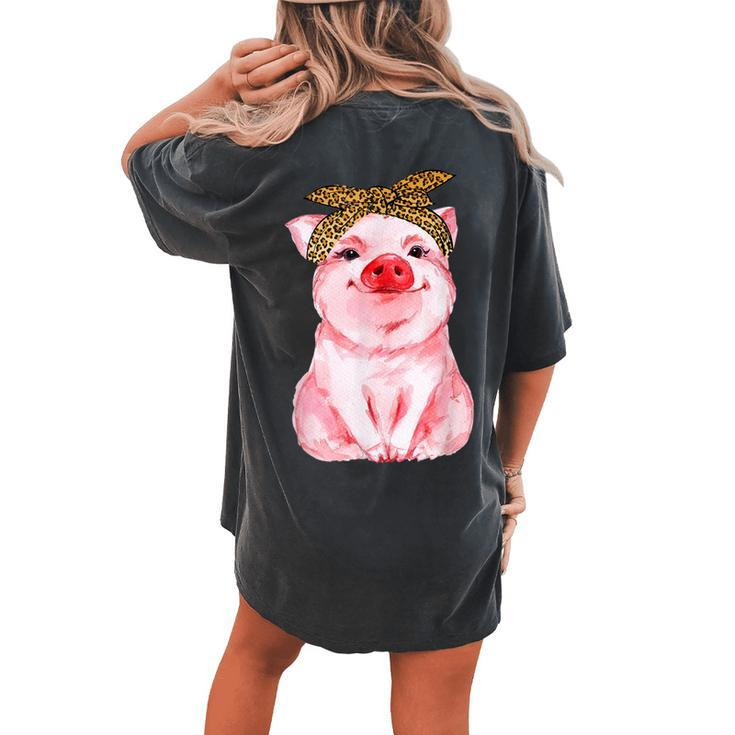Pig Bandana For Girl And Women Women's Oversized Comfort T-Shirt Back Print