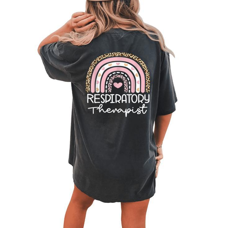 Respiratory Therapist Leopard Rainbow Nursing Day Nurse Week Women's Oversized Comfort T-shirt Back Print