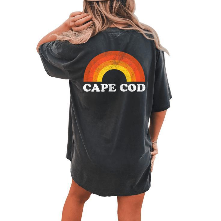 Retro Cape Cod Massachusetts Rainbow Vintage Throwback Girls Women's Oversized Comfort T-shirt Back Print