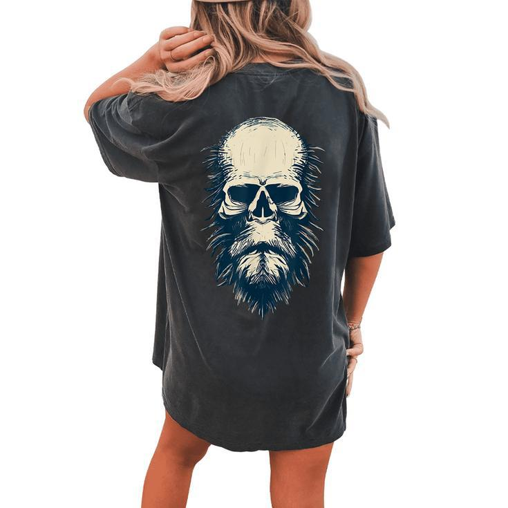 Sasquatch Skull Minimalist Bigfoot Horror Skull Sasquatch Women's Oversized Comfort T-shirt Back Print