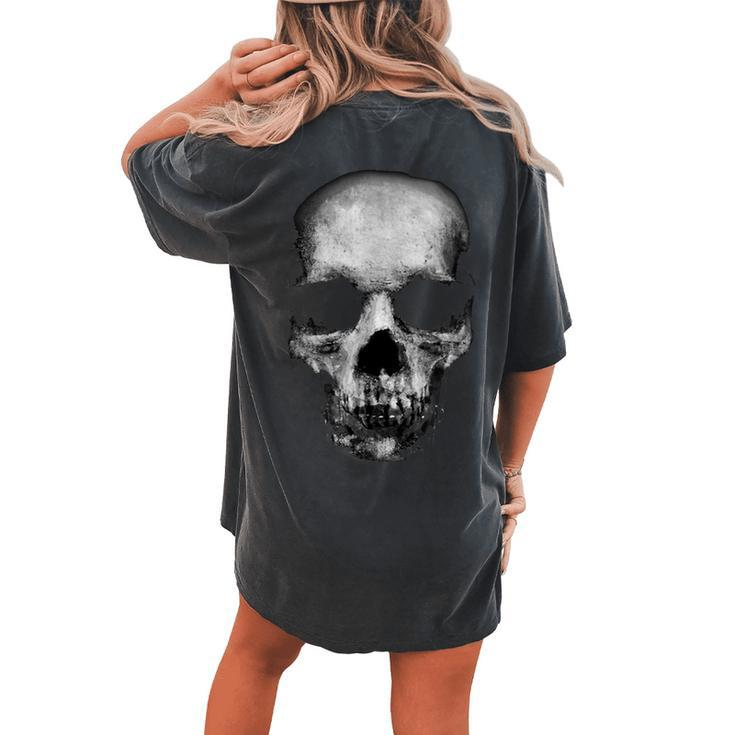 Scary Face Halloween Skull Faded Horror Creepy Spooky Halloween Skull  Women's Oversized Comfort T-shirt Back Print