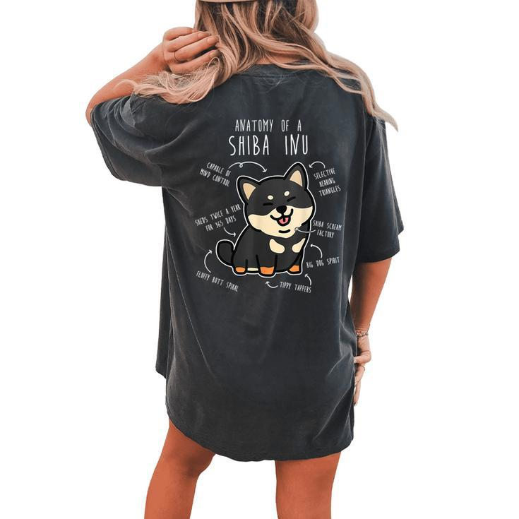 Shiba Inu Dog Anatomy Pet Black Tan Doge Mom Cute Women's Oversized Comfort T-shirt Back Print