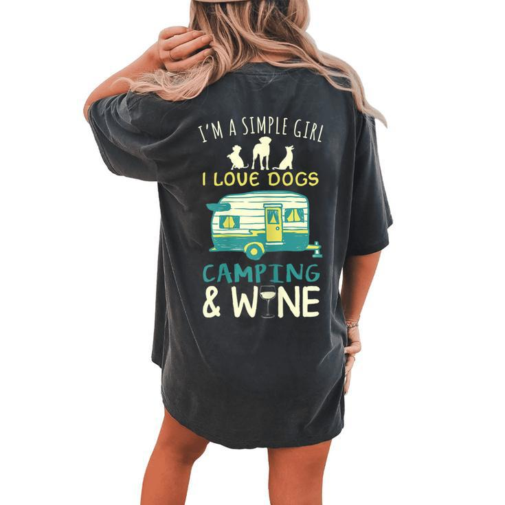 Simple Girl Dogs Camping Wine Camper Trailer Women's Oversized Comfort T-Shirt Back Print