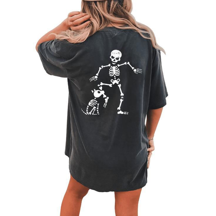 Skeleton And Dog Halloween Costume Skull Women's Oversized Comfort T-shirt Back Print