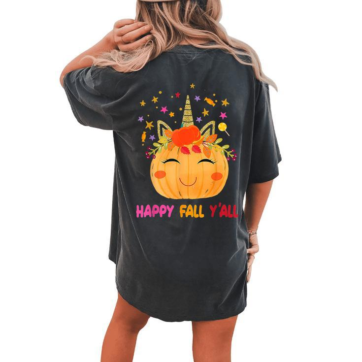 Thanksgiving Cute Pumpkin Unicorn Halloween S Girls Women's Oversized Comfort T-shirt Back Print