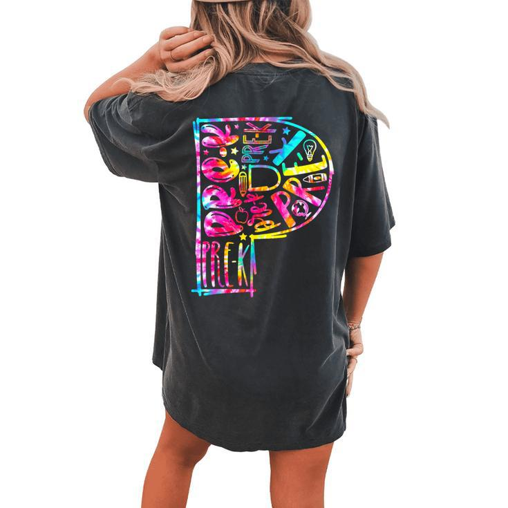 Tie Dye Typography Pre K Student Teacher Back To School Women's Oversized Comfort T-shirt Back Print