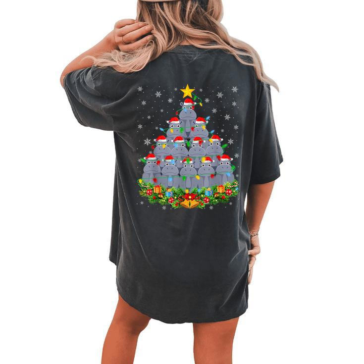 Ugly Christmas Sweater Day Hippo Christmas Tree Women's Oversized Comfort T-shirt Back Print
