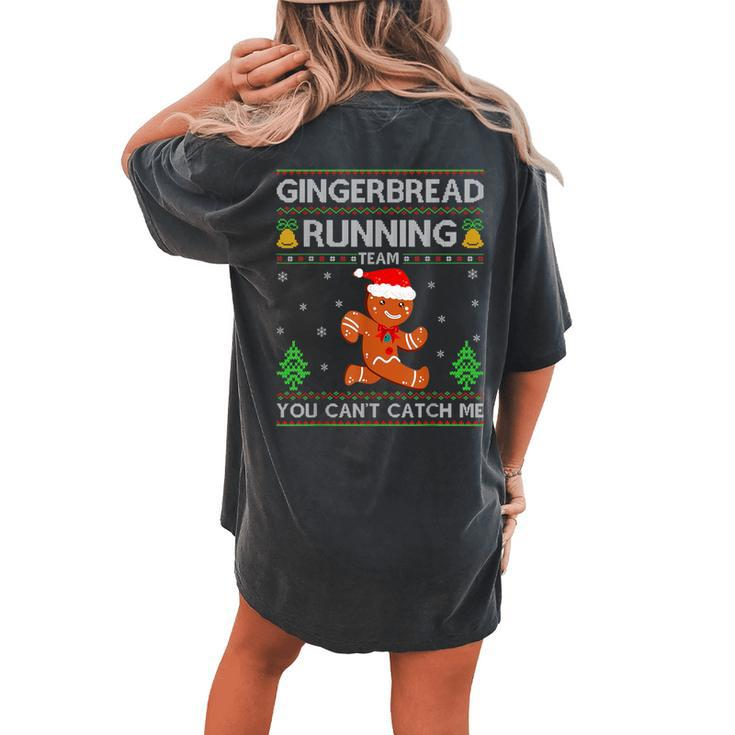 Ugly Xmas Sweater Gingerbread Running Team Christmas Women's Oversized Comfort T-shirt Back Print