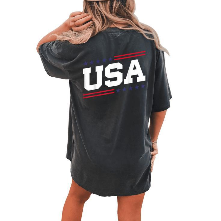 Usa 4Th Of July United States America American Men Women   Women's Oversized Graphic Back Print Comfort T-shirt